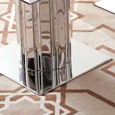 Luxury Glass Dining Room Table Set 6 Chairs With Metal Leg Chrome