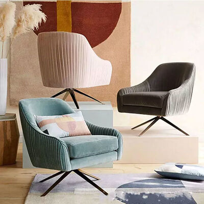 Luxury 85cm Single Seat Sofa Chair Nordic Rotating Stainless Steel Leisure Swivel Chair