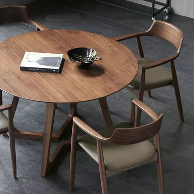 Round Nordic Luxury Dining Table And Chairs Wooden Set ODM