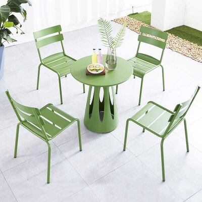 Patio Dining Chairs And Table Set Modern Aluminum Metal Garden Outdoor 61x61x84cm