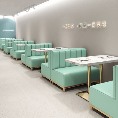 47.24" Bistro Restaurant Dining Table Set With Leather Chairs Blue 4 Seater