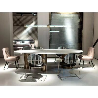 Stainless Steel Metal Frame Dining Chairs With Arms Minimalist 66x57x83cm