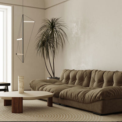 Italian Minimalist Sofa Sectional Chaise Lounge Furniture 3 Seat Modular Grey 2.2m