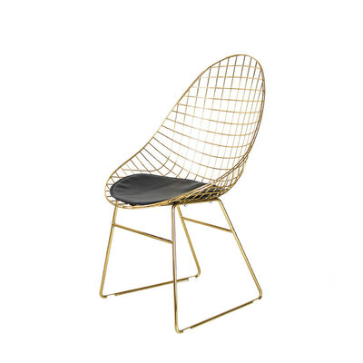 Steel Metal Frame Dining Chair With Gold Legs Outdoor Leisure Seating 55x58x93.5cm