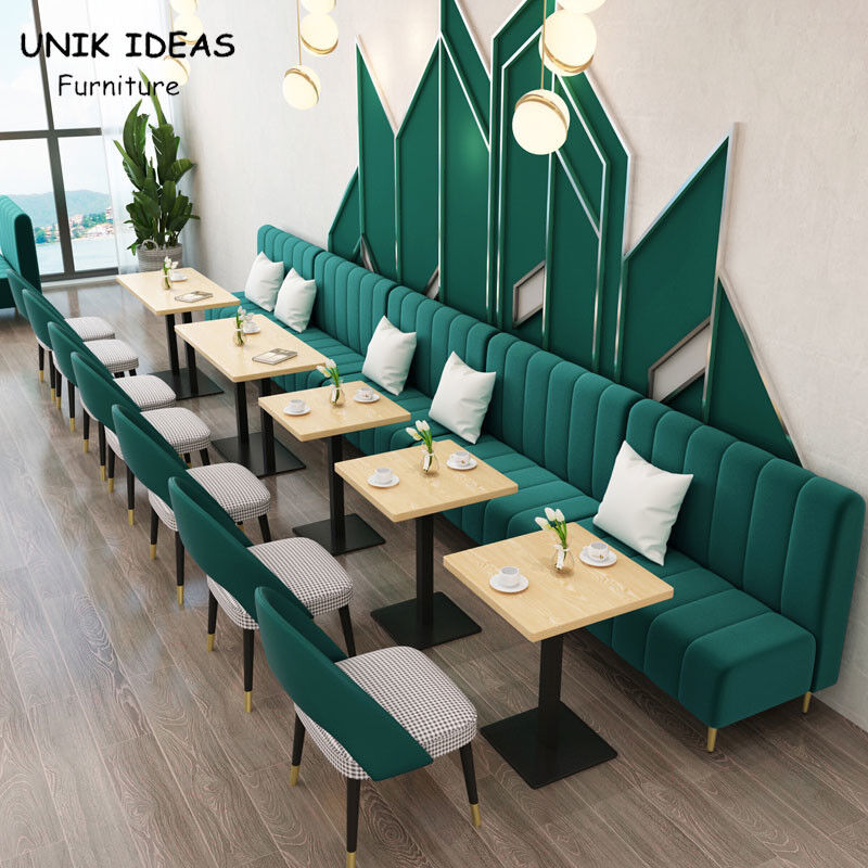 Outdoor Velvet Restaurant Dining Table And Chairs Set Fabric 160cm 180cm Modern