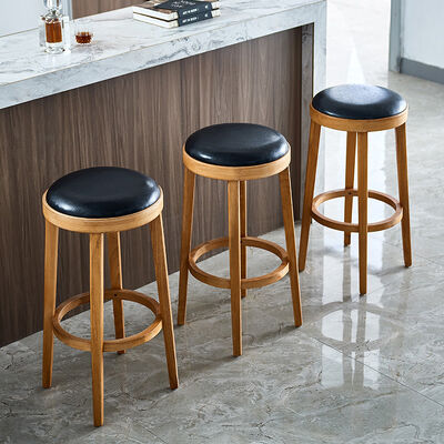 Καλή τιμή Cheap Factory Price Leather Upholstery Wooden Bar Counter Stools σε απευθείας σύνδεση