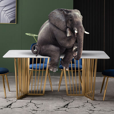 Καλή τιμή Μαρμάρινος να δειπνήσει πολυτέλειας επίδρασης πίνακας και λευκό εδρών με το πόδι UK-KD006 ανοξείδωτου σε απευθείας σύνδεση