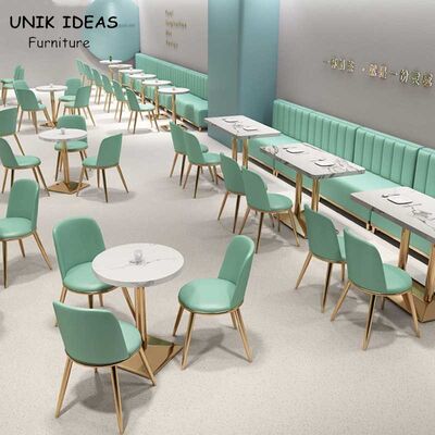 Καλή τιμή 47.24» να δειπνήσει εστιατορίων Bistro πίνακας που τίθεται με τις έδρες μπλε 4 Seater δέρματος σε απευθείας σύνδεση